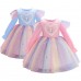 【2Y-10Y】Sweet Cartoon Unicorn Rainbow Mesh Dress