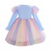 【2Y-10Y】Sweet Cartoon Unicorn Rainbow Mesh Dress