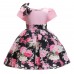 【3Y-10Y】Girl Pink Floral Print Bowknot Princess Dress