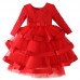 【3Y-13】Girl Elegant Flower Embroidery Long Sleeve Princess Dress - 3612