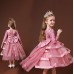 【3Y-13】Girl Elegant Flower Embroidery Long Sleeve Princess Dress - 3612