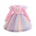 【2Y-10Y】 Girls Sweet Unicorn Print Colorful Mesh Princess Dress - 33224