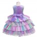 【3Y-11Y】 Girl Sweet Rainbow Mesh Princess Dress