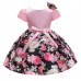 【3Y-10Y】Girl Pink Floral Print Bowknot Princess Dress