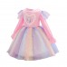 【2Y-10Y】Sweet Cartoon Unicorn Rainbow Mesh Dress