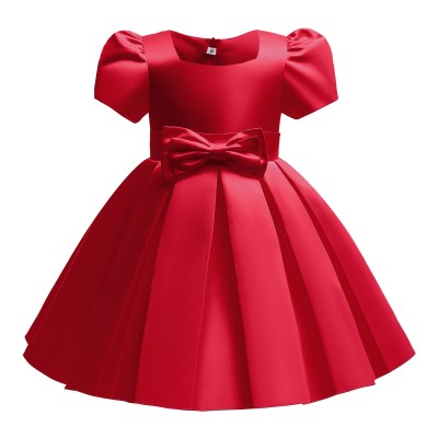 【2Y-10Y】 Girl Sweet Bow Puff Sleeve Dress