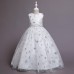 【4Y-13Y】Girls Sweet Snowflake Print Sleeveless Princess Dress