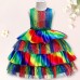 【3Y-11Y】 Girl Sweet Rainbow Mesh Princess Dress