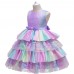 【3Y-11Y】 Girl Sweet Rainbow Mesh Princess Dress