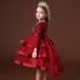 【3Y-13】Girl Elegant Flower Embroidery Long Sleeve Princess Dress - 3612