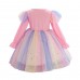 【2Y-10Y】Sweet Cartoon Unicorn Rainbow Mesh Dress