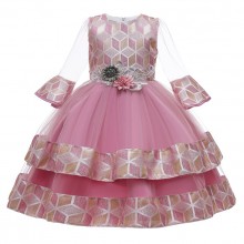 【3Y-11Y】Girl Sweet Mesh Sleeve Princess Dress