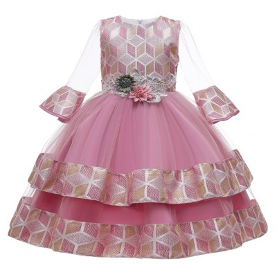 【3Y-11Y】Girl Sweet Mesh Sleeve Princess Dress