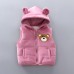 【12M-4Y】3-piece Kid Bear Embroidery Thickened Fleece Cardigan And Vest And Pants Set - 4412