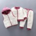 【12M-4Y】3-piece Kid Bear Embroidery Thickened Fleece Cardigan And Vest And Pants Set - 4412