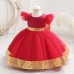 【6M-4Y】Girls Ruffled Sleeves Party Mesh Dress