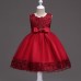 【12M-13Y】Girls V Neck Bowknot Lace Layered Sleeveless Princess Dress - 3606