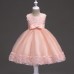 【12M-13Y】Girls V Neck Bowknot Lace Layered Sleeveless Princess Dress - 3606