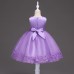 【12M-13Y】Girls V Neck Bowknot Lace Layered Sleeveless Princess Dress - 3606