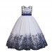 【4Y-11Y】Girls Bow Long Lace Embroidered Sleeveless Skirt - 3611