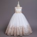 【4Y-11Y】Girls Bow Long Lace Embroidered Sleeveless Skirt - 3611