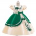 【3Y-11Y】Girls Sweet Embroidered Bowknot Puff Sleeve Princess Dress