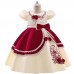 【3Y-11Y】Girls Sweet Embroidered Bowknot Puff Sleeve Princess Dress