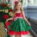 【3Y-10Y】2-piece Girls Christmas Sequin Sleeveless Princess Dress With Hairband