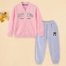 【18M-10Y】2-piece Unisex Kids Letter Embroidered Jacket And Pants Set