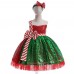 【3Y-10Y】2-piece Girls Christmas Sequin Sleeveless Princess Dress With Hairband