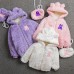 【18M-8Y】2-piece Girls Thick Letter Embroidered Hooded Fleece Jacket With Bag