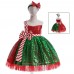 【3Y-10Y】2-piece Girls Christmas Sequin Sleeveless Princess Dress With Hairband