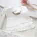 Baby Girl Waterproof Bib Multilayer Cutout Snap Design Princess Rice Pocket  White