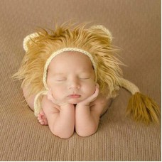 Newborn Photography Little Lion Wool Cartoon Hat and Tail Props For 0  2 Month  Hat   Tail