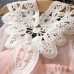 Girls Children Pearls Lace Stitching O  neck Knee Length Princess Dress