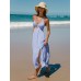 Blue Crisscross Halter Cutout Beach Dress