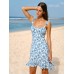 Blue Floral Ruffled Beach Dress Blue Floral Ruffled Beach Dress