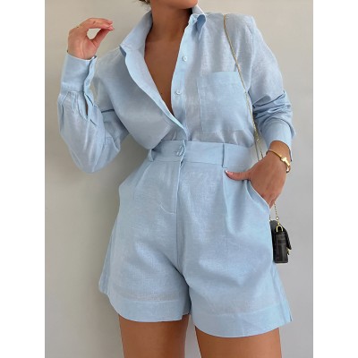 Long Sleeve Loose Shorts Set