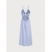 Blue Crisscross Halter Cutout Beach Dress
