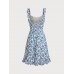 Blue Floral Ruffled Beach Dress Blue Floral Ruffled Beach Dress