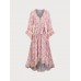 Pink Printed Ruffled Beach Dress