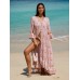 Pink Printed Ruffled Beach Dress