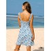 Blue Floral Ruffled Beach Dress Blue Floral Ruffled Beach Dress
