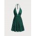 Dark Green Halter Backless Cover-Up Dress Dark Green Halter Backless Cover-Up Dress