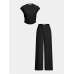 Sleeveless Ruched Top & Wide-Leg Pants Set Sleeveless Ruched Top & Wide-Leg Pants Set