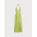 Green Cutout Cross Back Maxi Dress