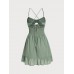 Green Cotton Strap Beach Dress