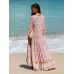 Pink Printed Ruffled Beach Dress