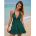 Dark Green Halter Backless Cover-Up Dress Dark Green Halter Backless Cover-Up Dress