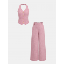 Halter Vest & Wide Leg Pants Set